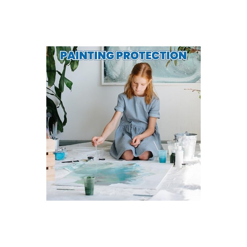 18 Pack Plastic Drop Cloth, 9 x 12 Feet Plastic
