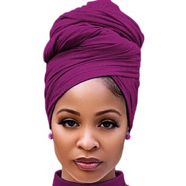 Harewom Head Wraps for Black Women with Natural Hair Long Soft Fashion Headbands Scarfs for Women Hair Wrap Dark-Magenta