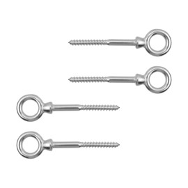 Chinflly 4 Pack Eye Bolts,Heavy Duty 316 Stainless Steel M6 Eye Hooks,Screw-in Eyebolts Marine Grade for Indoor or Outdoor Hanging Hammocks, Swing Chairs