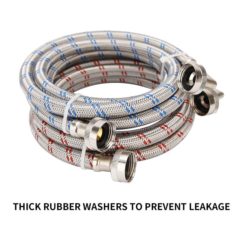 Watflow Stainless Steel Washing Machine Hoses, 5FT