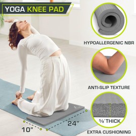 ProsourceFit Extra Thick Yoga Knee Pad and Elbow Cushion 15mm (5/8”) Fits Standard Mats for Pain Free Joints in Yoga, Pilates, Floor Workouts