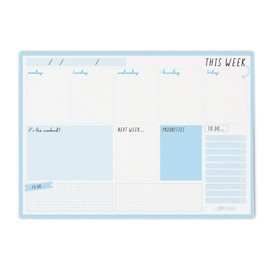 Pukka Pad Carpe Diem Weekly Planner Pad for Daily Organization, Scheduling, & Appointments - Includes To-Do List, Weekend, & Priority Sections, 60 Sheets Tear-Off Sheets, 11.7 x 8.3in, Sky Blue