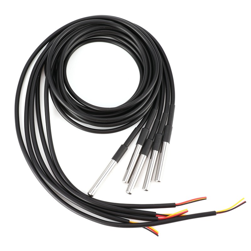 5Pcs Temperature Probe Sensor Stainless Steel Waterproof Cable Thermometer