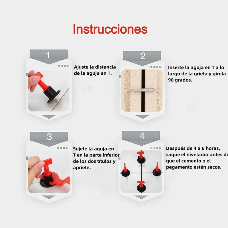 Kit Sistema Nivelador Azulejo Loseta Piso Reutilizable Nivelacion 50pza