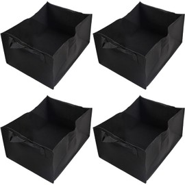 Paquete de 4 bolsas rectangulares de fieltro para cultivar, tela no tejida, contenedores de plantación gruesos con asas para verduras, patatas, tomates, interiores y exteriores, jardín, color negro