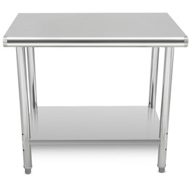 PULLAFUN Stainless Steel Table, 36 x 24 inches Kitchen Prep Work Tables, NSF Commercial Worktable with Adjustable Under Shelf for Restaurant Home and Hotel
