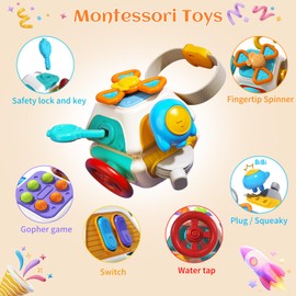 Montessori Toys for 1 2 3 4 5 Year Old Boy Girls Busy Cube Sensory Toddler Toys Age 2-4 Airplane Plane Car Travel Activities Baby Toy for Easter Basket Stuffers for One Year Old 12 18 24 Month