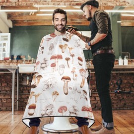 visesunny Barber Cape Hand Drawn Mushroom Polyester Hair Cutting Salon Cape Apron Anti-Static Haircut Water-Resistant Shaving Cloth Beard Shaving Bib Hairdressing Cape