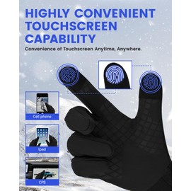 AsbaSweet Winter Gloves, Running Gloves for Women Men Liner Thermal Warm Touch Screen Gloves Windproof Anti-Slip Lightweight (Blue, Medium)
