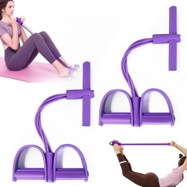 21 Fitness Resistance Bands-4 Tube Pedal Ankle Puller,Sit up Leg Stretch Rope Exercise Bands with Handles (2*Purple)