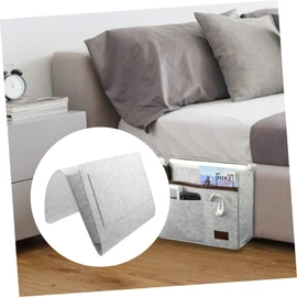 LIFKOME 1pc Felt Bedside Organizer Portable Storage Bag with Multiple Pockets for Home Dorm Bedroom Living Room High End Felt Pouch Grey