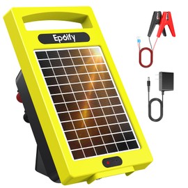 24 Hour Solar Electric Fence Charger, 20 Miles, Up to 10200v Output Range Electric Fence Charger, 0.32J Portable Energizer with Rechargeable Solar Panel for Livestock & Predator Protection