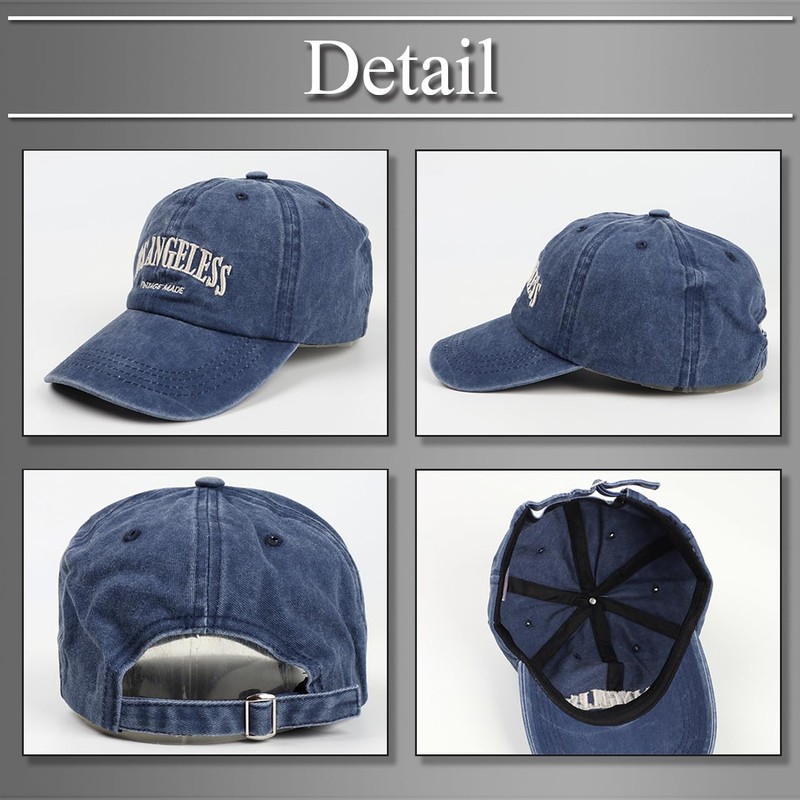 Buzz Selection CAP380 Denim Embroidered Cap, Brim, Stylish, BB Cap,