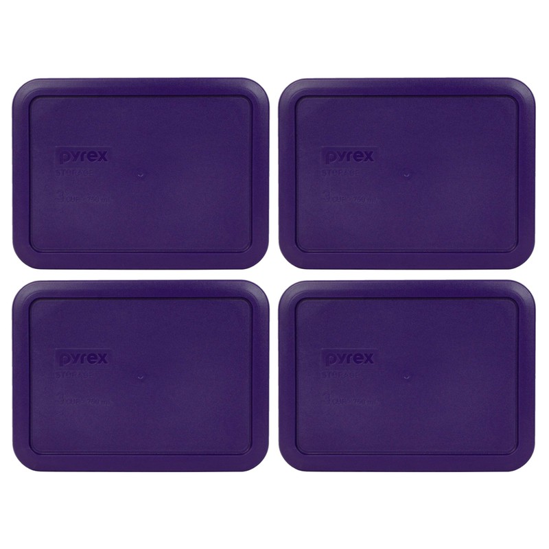 Pyrex 7210-PC 3-Cup Plum Purple Food Storage Replacement Lid (4-Pack)