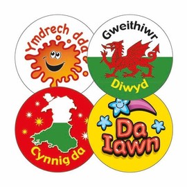 100 Welsh Praise Teachers Childrens Reward Stickers 32mm Primary Teaching Services