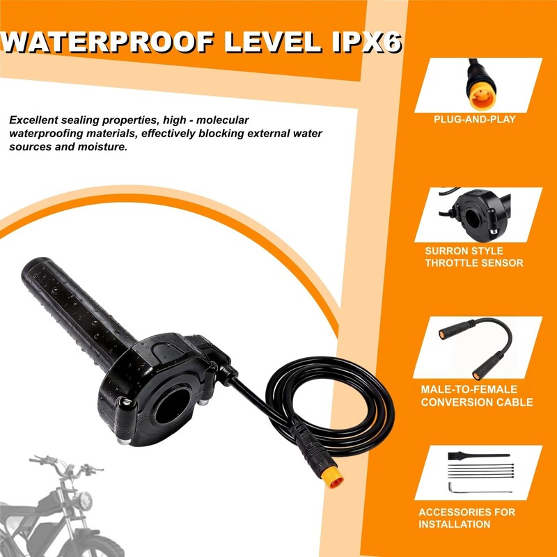 Full Twist Throttle for Macfox,12V-72V Surron Style 3 Pin Ebike
