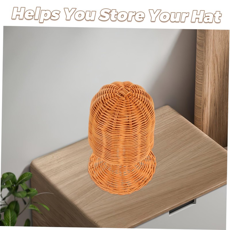 VICASKY Rattan Woven Hat Display Stand Elegant Decorative Holder for