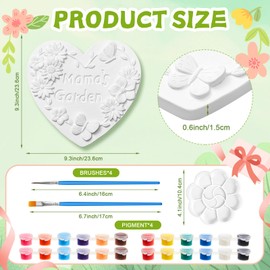 Juexica Mama's Garden Stepping Stones 9.5 Inch Mom Garden Stepping Stones Kit Outdoor Decorative Plaster Material DIY Paintable Mother Stepping Stones for Kids Ages 8+