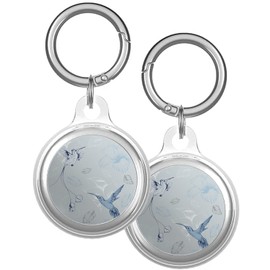 XtremePads Case, Compatible with Apple Airtags Finder - Protective Soft TPU Keychain Cover, for Pets, Bags, Keys ( Birds Hummingbirds Flowers )