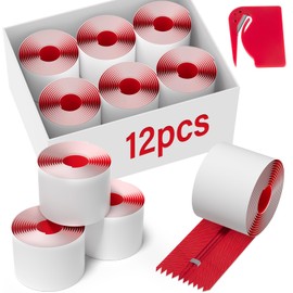 12 Pack Heavy Duty Zipper Door with Plastic Sheeting Cutter,7ft x 3in Double-Sided Self-Adhesive Zipper Door for Dust Barriers,Greenhouses,Construction Sites