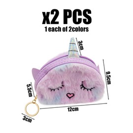 Pack of 2 Cartoon Plush Purse, Cute Purse, Girls Purse, Portable Purse, pink, Unit size, Modern