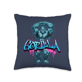 Brawny Beastling Co. Gorilla Mode Bodybuilding Motivational Workout Training Throw Pillow, 16x16, Multicolor