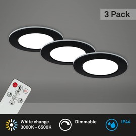BRILONER - Set of 3 Bathroom Recessed Spotlights LED with Remote Control, Adjustable from Warm White to Cold White, Dimmable, LED Spotlights, Ceiling Spots, Spotlights, Recessed Spots, Recessed Spots,