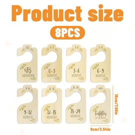 8PCS Baby Wardrobe Dividers,Baby Clothes Dividers with Lable,Wood Baby Size Dividers for Wardrobe,Baby Age Hanger Dividers,Baby Closet Dividers,Wardrobe Dividers from Newborn to 24 Months