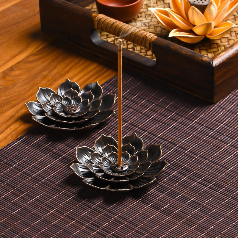 SLKIJDHFB Lotus Incense Holder Brass Stick Incense Holder Cone Coil