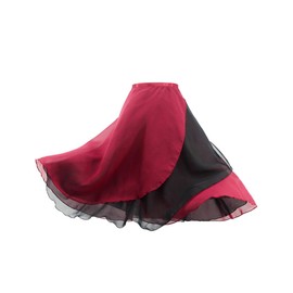 Daydance Faldas de ballet largas y transparentes para mujer, color negro con lazo en la cintura, Borgoña-negro-58cm, M