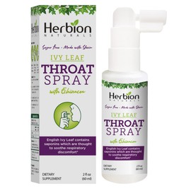 Herbion Naturals Throat Spray, Soothes Respiratory Discomfort with The Power of English Ivy, Marshmallow, and Echinacea extracts for Adults and Children, 2 FL Oz (60 ml), Pack of 6
