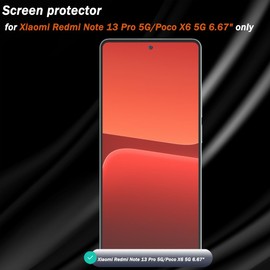 Cmiuubrer 3+2 Pack Tempered Glass for Xiaomi Redmi Note 13 Pro 5G/Poco X6 5G 6.67" Screen Protector with Camera Lens Protector, 9H Hardness, Screen Protector for Redmi Note 13 Pro 5G/Poco X6 5G 6.67"