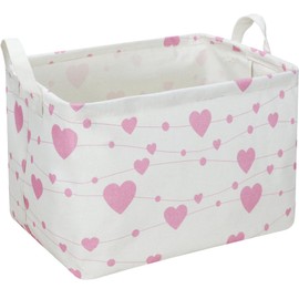 NTAOHAMPER NTAOHAMPER Rectangular Pink Easter Basket Empty for Kids,Fabric Storage Basket with Handles,Kids Toys/Books Box,Lovely Storage Bin,Room Decor,Gift Basket for Girls(Pink Heart)