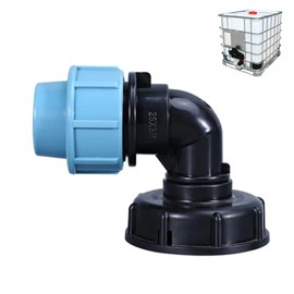 IBC Water Tank Faucet Adapter, IBC Tote Tanks Hose Fitting Quick Connector Butt Barrel Drain Adapter Inlet S60x6 Coarse Thread (32mm, L Shaped Outlet)