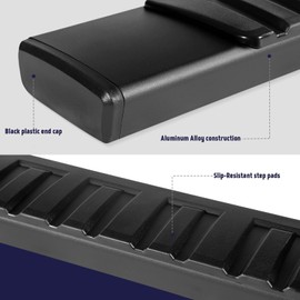 6.5" Running Boards Compatible with 2015-2025 F-150 & 2017-2024 F-250 F-350 F-450 F-550 Super Cab | Black Aluminum Alloy Side Step Rails Nerf Bar | for Vehicles with 3/4 Size Rear Doors