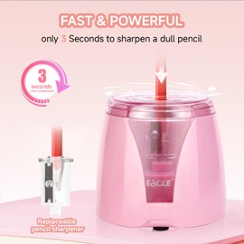 Automatic Electric Pencil Sharpener – 2AA Battery, Ideal for 6-8CM Pencils – Perfect for School, Home, Office, and Classroom Use (Pink)