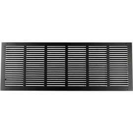 HVAC Premium 30'' x 10'' [Duct Opening] Flat Stamped Steel Return Air Grille - Sidewall and Ceiling - HVAC Vent Duct Cover - Black [Outer Dimensions: 31.75''w X 11.75''h]
