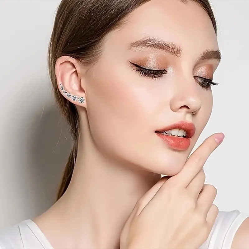 6 Pairs Hypoallergenic Stainless Steel Cubic Zirconia Stud Earrings Set