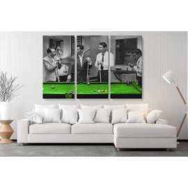 Blaze Canvas Rat Pack Playin Pool Colored Canvas Art Wall Home Decor (3 Piece Medium)