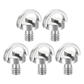 PATIKIL 1/4-20 Thread 13mm Length D-Ring Stainless Steel Camera Fixing Screws, 5 Pack D Shaft Quick Release Plate Screw for Camera Tripod/Monopod, Silver