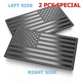 Miniduinio 3D American Flag Emblem Sticker Metal Decal Black  5"x 3" Car Truck SUV Decor - Both Right & Left