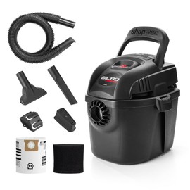 Shop-Vac 2021005 1 Gallon Micro Wet/Dry Vacuum, 1.0 Peak HP, 1.25 Inch Diameter x 4 Foot Hose, 6 Food Cord, Lightweight And Portable, Quick Wet/Dry Pickup