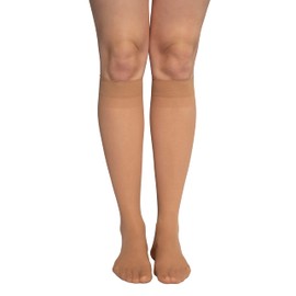 Ulla Popken Women's Kniestrumpf 3er Knee-High Socks, 30 DEN, Beige (Teint 26), One Size