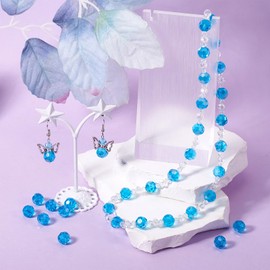 Bestewelry 4 Strands Clear Glass Beads Round Crystal Beads Loose Spacer Faceted Beads for Bracelet Necklace Jewelry Making 4 Strands Dark Blue