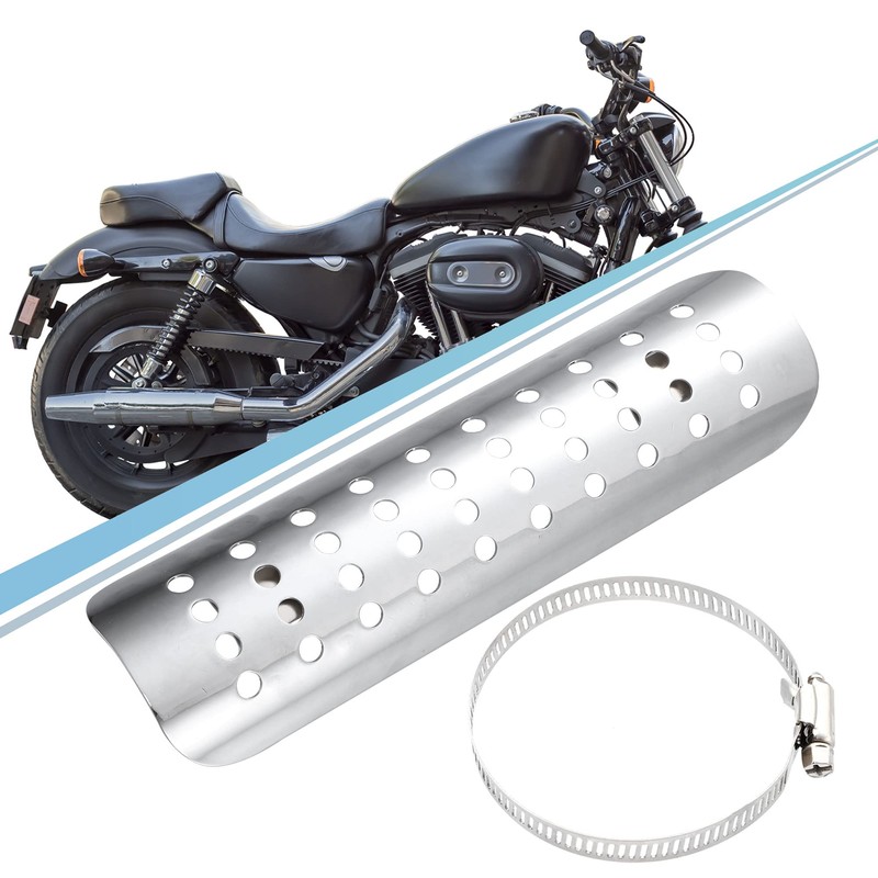 Motoforti Universal Motorcycle Exhaust Heat Shield Chrome Plated Iron Exhaust