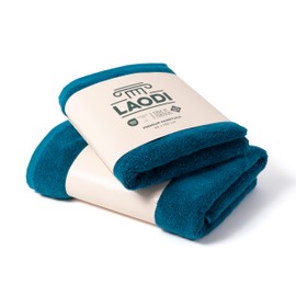 LAODI Premium Towel Set - Luxury Gift Set for Women & Men - Home & Wellness Gift - 70 x 140 + 50 x 100 cm - Ocean Deep Blue - 100% Cotton - 570 g/m² - Made in Portugal
