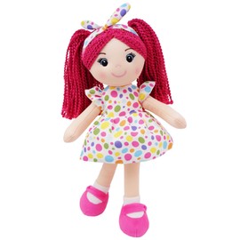 June Garden 14" Snuggle Cuties Sophie - Soft Cuddly Plush Doll Gift for Girls - Huggable Rag Doll - Pink M