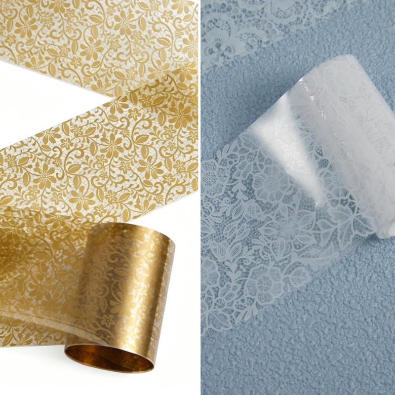 White & Gold Lace Nail Foil Sheets, 10 Rolls Nail