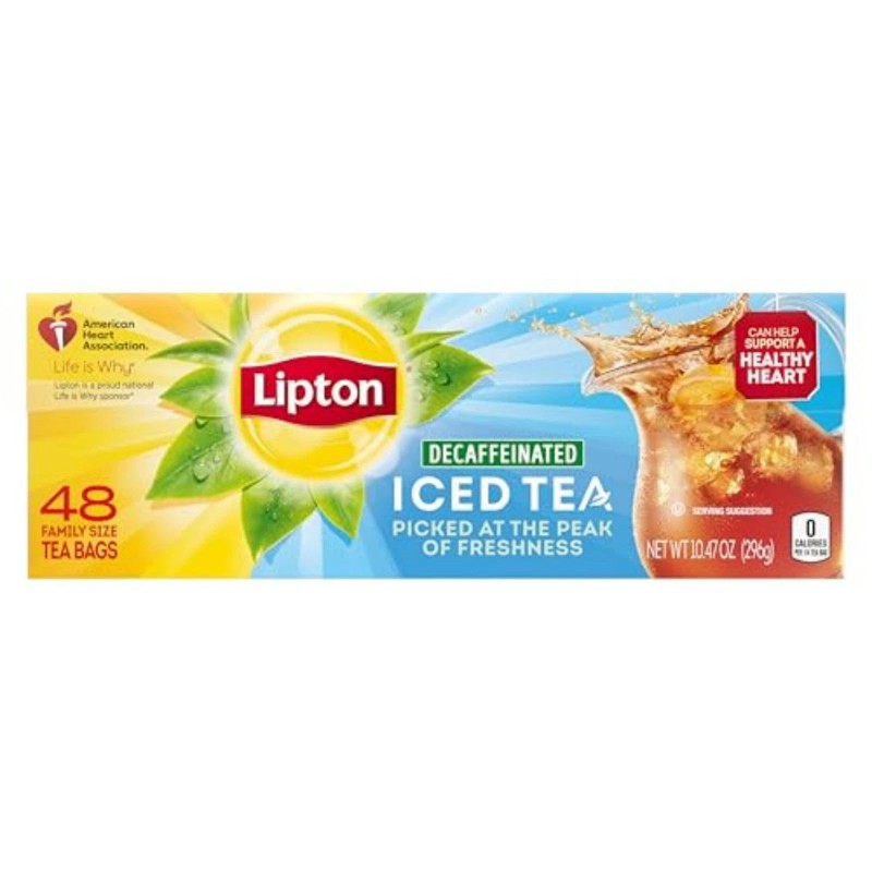 Lipton Decaf Iced Tea 48 Tea Bags Caffeine Free Black