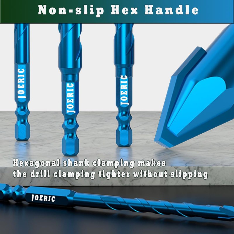 JOERIC 10pc 3/16”(5mm) Eccentric Drill Bit Set, Masonry Drill Bit